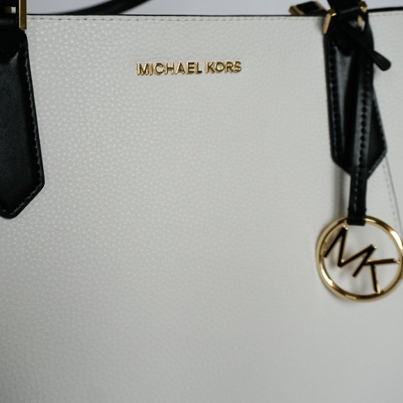Michael Kors Kimberly Small Bonded Tote Leather Bag White Back - Picture 8 of 10